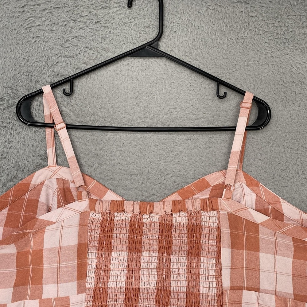 Torrid Crop Top Womens 3/3X Pink Plaid Smocked Back Plus Summer Gingham Tanktop - Picture 10 of 12